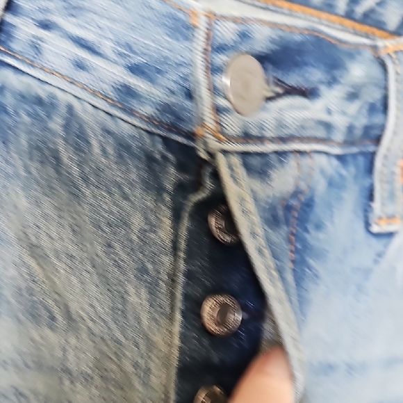 Levis 501 CT Size 27 Destroyed Distressed Indie Grunge Trendy Light Blue Jeans - Picture 6 of 14